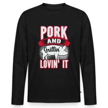 Grill Pork - Men's Premium Organic Long Sleeve Shirt - black - Front - Nico (187cm)