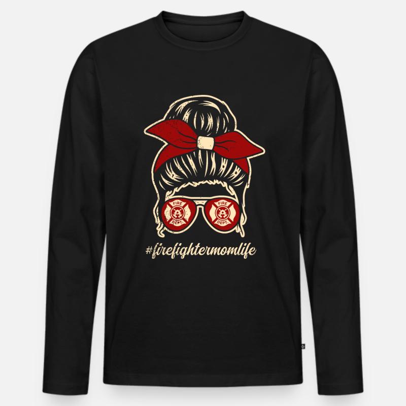Feuerwehrmutter Feuerwehr Mutter - Männer Premium Bio Langarmshirt - Schwarz
