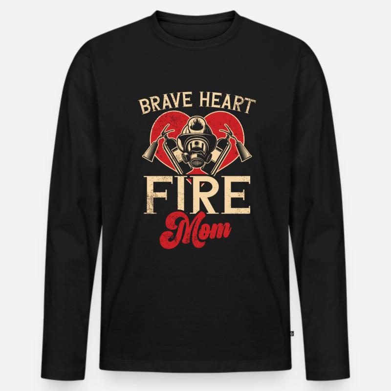 Feuerwehrmutter Feuerwehr Mutter - Männer Premium Bio Langarmshirt - Schwarz