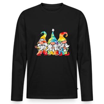 Three Hippie Gnomes Groovy Bandage Dye Gnomies - Men's Premium Organic Long Sleeve Shirt - black - Front - Nico (187cm)