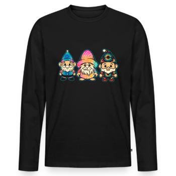 Three Hippie Gnomes Groovy Bandage Dye Gnomies - Men's Premium Organic Long Sleeve Shirt - black - Front - Nico (187cm)
