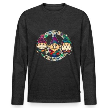 Trois Gnomes Hippies Groovy Bandage Dye Gnomies - T-shirt manches longues Premium bio Homme - anthracite chiné - Devant - Nico (187cm)