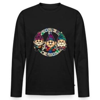 Three Hippie Gnomes Groovy Bandage Dye Gnomies - Men's Premium Organic Long Sleeve Shirt - black - Front - Nico (187cm)