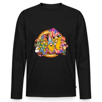 Three Hippie Gnomes Groovy Bandage Dye Gnomies - Men's Premium Organic Long Sleeve Shirt - black - Front - Nico (187cm)