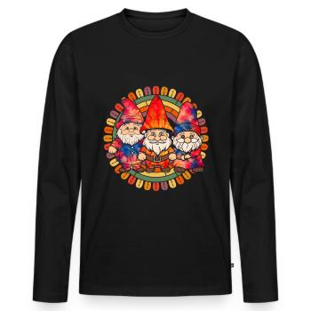 Three Hippie Gnomes Groovy Bandage Dye Gnomies - Men's Premium Organic Long Sleeve Shirt - black - Front - Nico (187cm)