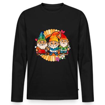 Three Hippie Gnomes Groovy Bandage Dye Gnomies - Men's Premium Organic Long Sleeve Shirt - black - Front - Nico (187cm)