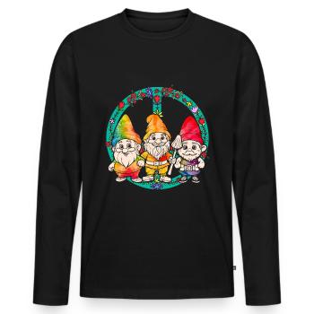 Three Hippie Gnomes Groovy Bandage Dye Gnomies - Men's Premium Organic Long Sleeve Shirt - black - Front - Nico (187cm)