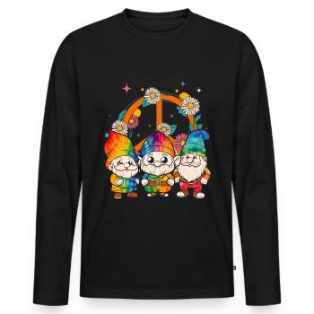 Three Hippie Gnomes Groovy Bandage Dye Gnomies - Men's Premium Organic Long Sleeve Shirt - black - Front - Nico (187cm)