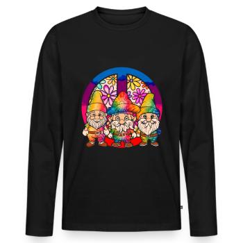 Three Hippie Gnomes Groovy Bandage Dye Gnomies - Men's Premium Organic Long Sleeve Shirt - black - Front - Nico (187cm)