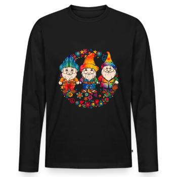Three Hippie Gnomes Groovy Bandage Dye Gnomies - Men's Premium Organic Long Sleeve Shirt - black - Front - Nico (187cm)