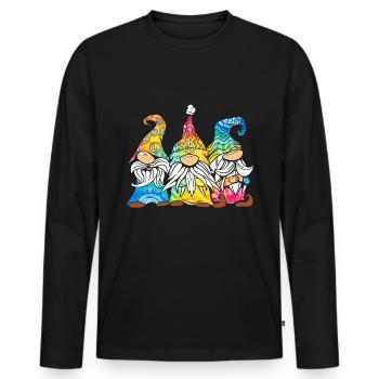 Three Hippie Gnomes Groovy Bandage Dye Gnomies - Men's Premium Organic Long Sleeve Shirt - black - Front - Nico (187cm)