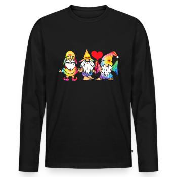 Three Hippie Gnomes Groovy Bandage Dye Gnomies - Men's Premium Organic Long Sleeve Shirt - black - Front - Nico (187cm)
