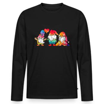 Three Hippie Gnomes Groovy Bandage Dye Gnomies - Men's Premium Organic Long Sleeve Shirt - black - Front - Nico (187cm)