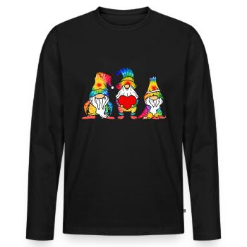 Three Hippie Gnomes Groovy Bandage Dye Gnomies - Men's Premium Organic Long Sleeve Shirt - black - Front - Nico (187cm)