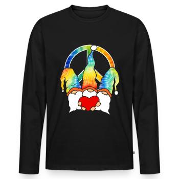 Three Hippie Gnomes Groovy Bandage Dye Gnomies - Men's Premium Organic Long Sleeve Shirt - black - Front - Nico (187cm)