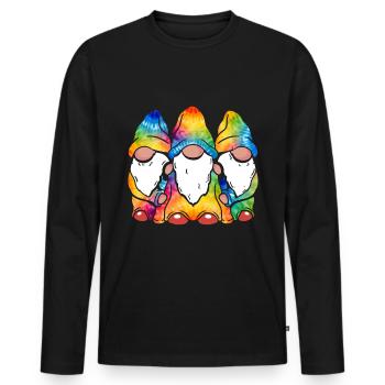 Three Hippie Gnomes Groovy Bandage Dye Gnomies - Men's Premium Organic Long Sleeve Shirt - black - Front - Nico (187cm)