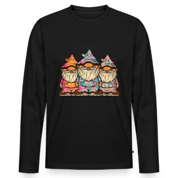 Three Hippie Gnomes Groovy Bandage Dye Gnomies - Men's Premium Organic Long Sleeve Shirt - black - Front - Nico (187cm)
