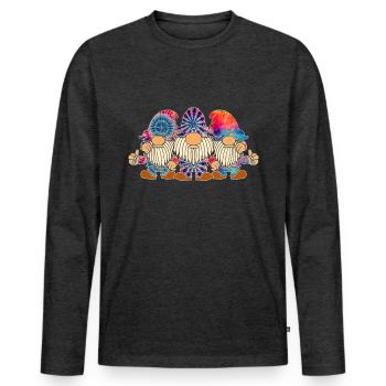 Trois Gnomes Hippies Groovy Bandage Dye Gnomies - T-shirt manches longues Premium bio Homme - anthracite chiné - Devant - Nico (187cm)