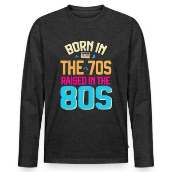 Fille garçon enfants 70 s 80 s 90 s Disco Costume tenue - T-shirt manches longues Premium bio Homme - anthracite chiné - Devant - Nico (187cm)