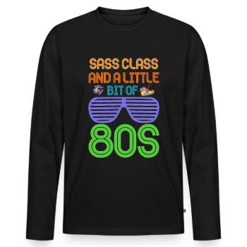 Fille garçon enfants 70 s 80 s 90 s Disco Costume tenue - T-shirt manches longues Premium bio Homme - noir - Devant - Nico (187cm)