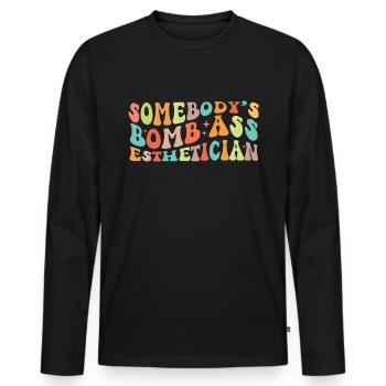 Beautician, Skin Care, Skin Therapist - Men's Premium Organic Long Sleeve Shirt - black - Front - Nico (187cm)