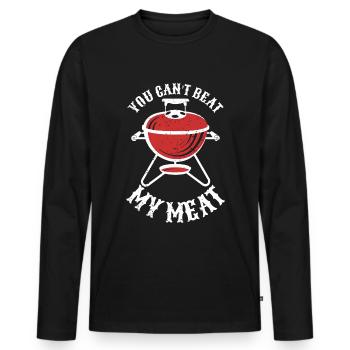 BBQ -Raucher Fleisch Grillen Lustiger - Männer Premium Bio Langarmshirt - Schwarz - Vorne - Nico (187cm)
