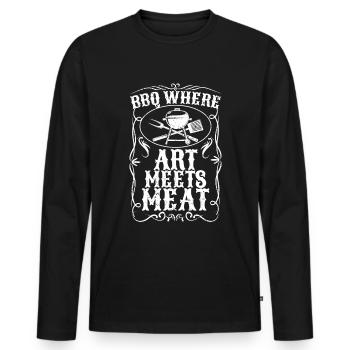 BBQ -Raucher Fleisch Grillen Lustiger - Männer Premium Bio Langarmshirt - Schwarz - Vorne - Nico (187cm)