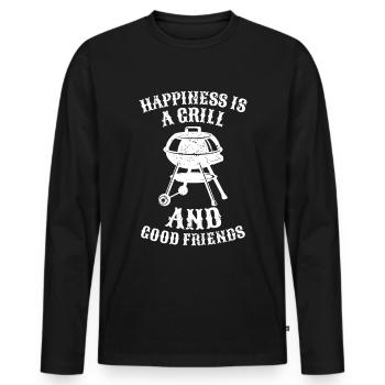 BBQ -Raucher Fleisch Grillen Lustiger - Männer Premium Bio Langarmshirt - Schwarz - Vorne - Nico (187cm)