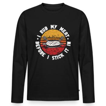 BBQ -Raucher Fleisch Grillen Lustiger - Männer Premium Bio Langarmshirt - Schwarz - Vorne - Nico (187cm)
