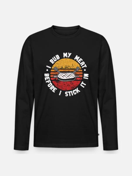 BBQ Smoker Meat Grilling Funny - Men's Premium Organic Long Sleeve Shirt - black