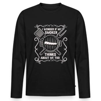 BBQ -Raucher Fleisch Grillen Lustiger - Männer Premium Bio Langarmshirt - Schwarz - Vorne - Nico (187cm)