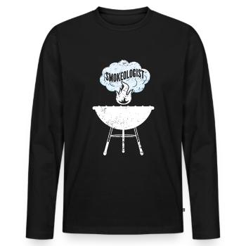 BBQ -Raucher Fleisch Grillen Lustiger - Männer Premium Bio Langarmshirt - Schwarz - Vorne - Nico (187cm)