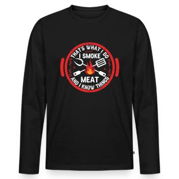 BBQ -Raucher Fleisch Grillen Lustiger - Männer Premium Bio Langarmshirt - Schwarz - Vorne - Nico (187cm)