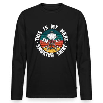 BBQ -Raucher Fleisch Grillen Lustiger - Männer Premium Bio Langarmshirt - Schwarz - Vorne - Nico (187cm)