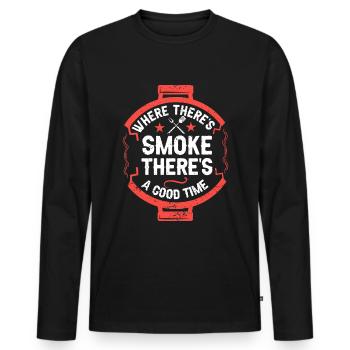 BBQ -Raucher Fleisch Grillen Lustiger - Männer Premium Bio Langarmshirt - Schwarz - Vorne - Nico (187cm)