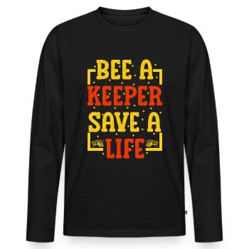 Honey Bee Webeke Hive Beekeeper Honeycomb - Men's Premium Organic Long Sleeve Shirt - black - Front - Nico (187cm)