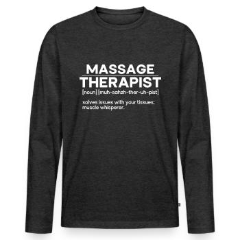 Massothérapeute Thérapie Masseuse Appréciation - T-shirt manches longues Premium bio Homme - anthracite chiné - Devant - Nico (187cm)