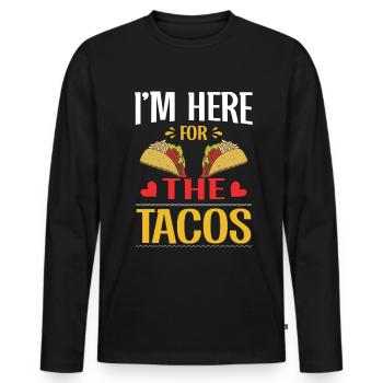 Taco drôle Fiesta mexicaine Cinco De Mayo - T-shirt manches longues Premium bio Homme - noir - Devant - Nico (187cm)