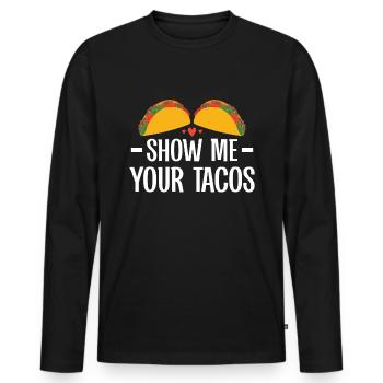 Taco drôle Fiesta mexicaine Cinco De Mayo - T-shirt manches longues Premium bio Homme - noir - Devant - Nico (187cm)