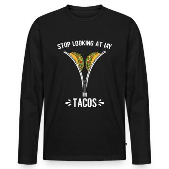Taco drôle Fiesta mexicaine Cinco De Mayo - T-shirt manches longues Premium bio Homme - noir - Devant - Nico (187cm)