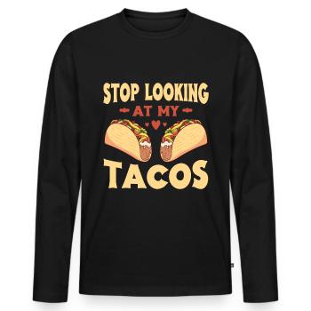 Taco drôle Fiesta mexicaine Cinco De Mayo - T-shirt manches longues Premium bio Homme - noir - Devant - Nico (187cm)