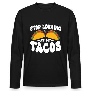 Taco drôle Fiesta mexicaine Cinco De Mayo - T-shirt manches longues Premium bio Homme - noir - Devant - Nico (187cm)