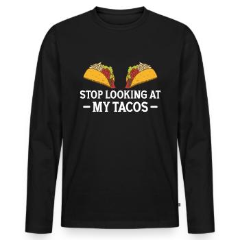Taco drôle Fiesta mexicaine Cinco De Mayo - T-shirt manches longues Premium bio Homme - noir - Devant - Nico (187cm)