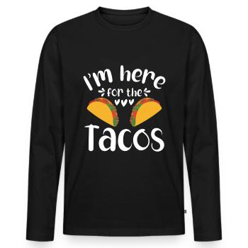 Taco drôle Fiesta mexicaine Cinco De Mayo - T-shirt manches longues Premium bio Homme - noir - Devant - Nico (187cm)