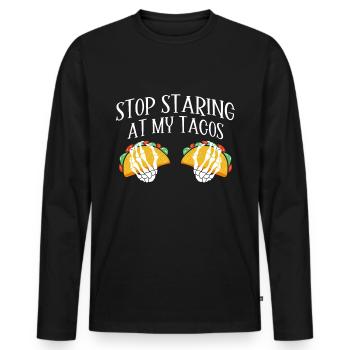 Taco drôle Fiesta mexicaine Cinco De Mayo - T-shirt manches longues Premium bio Homme - noir - Devant - Nico (187cm)