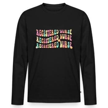 Infirmière autorisée Krankenschwester Nursing - T-shirt manches longues Premium bio Homme - noir - Devant - Nico (187cm)