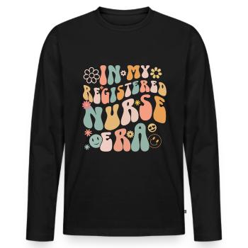 Infirmière autorisée Krankenschwester Nursing - T-shirt manches longues Premium bio Homme - noir - Devant - Nico (187cm)