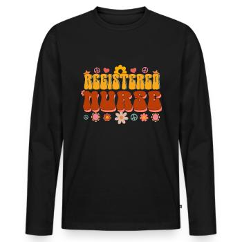 Infirmière autorisée Krankenschwester Nursing - T-shirt manches longues Premium bio Homme - noir - Devant - Nico (187cm)
