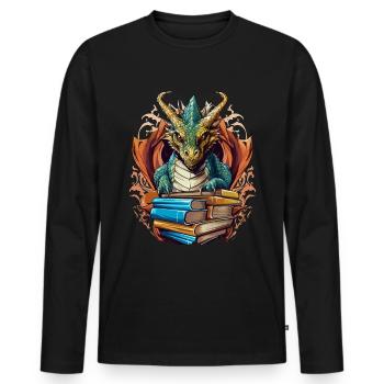 Dragons Und Bücher Nerd Dragon Liebhaber - Männer Premium Bio Langarmshirt - Schwarz - Vorne - Nico (187cm)