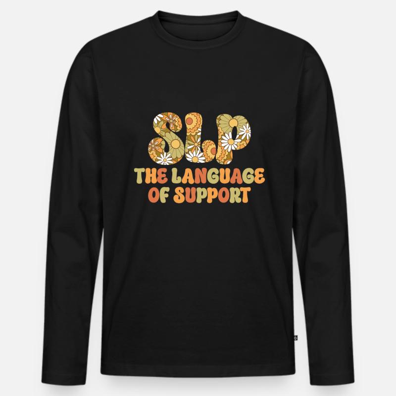 Groovy Speech Language Pathologist SLP - Men's Premium Organic Long Sleeve Shirt - black